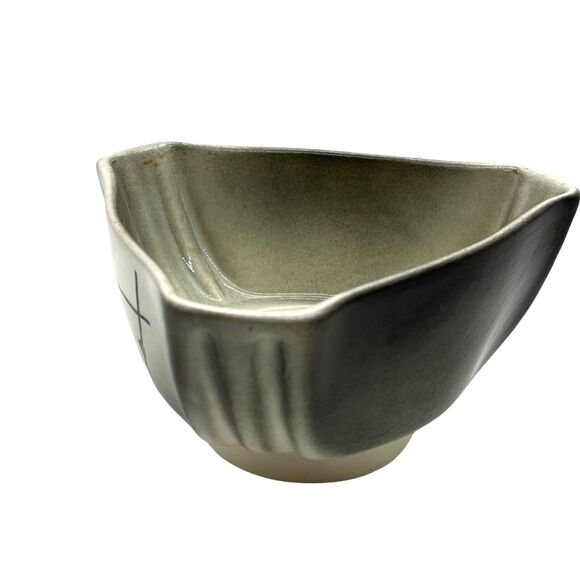 Lane & CO Van Nuys Vintage 1957 MCM Abstract Cream Gray Retro Triangle Bowl - Picture 12 of 16